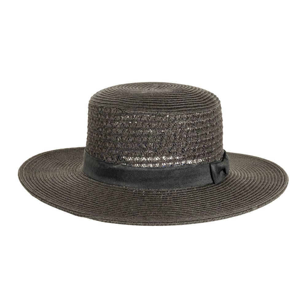 Sewn Paper Braid Boater Sun Hat - Style Rialto