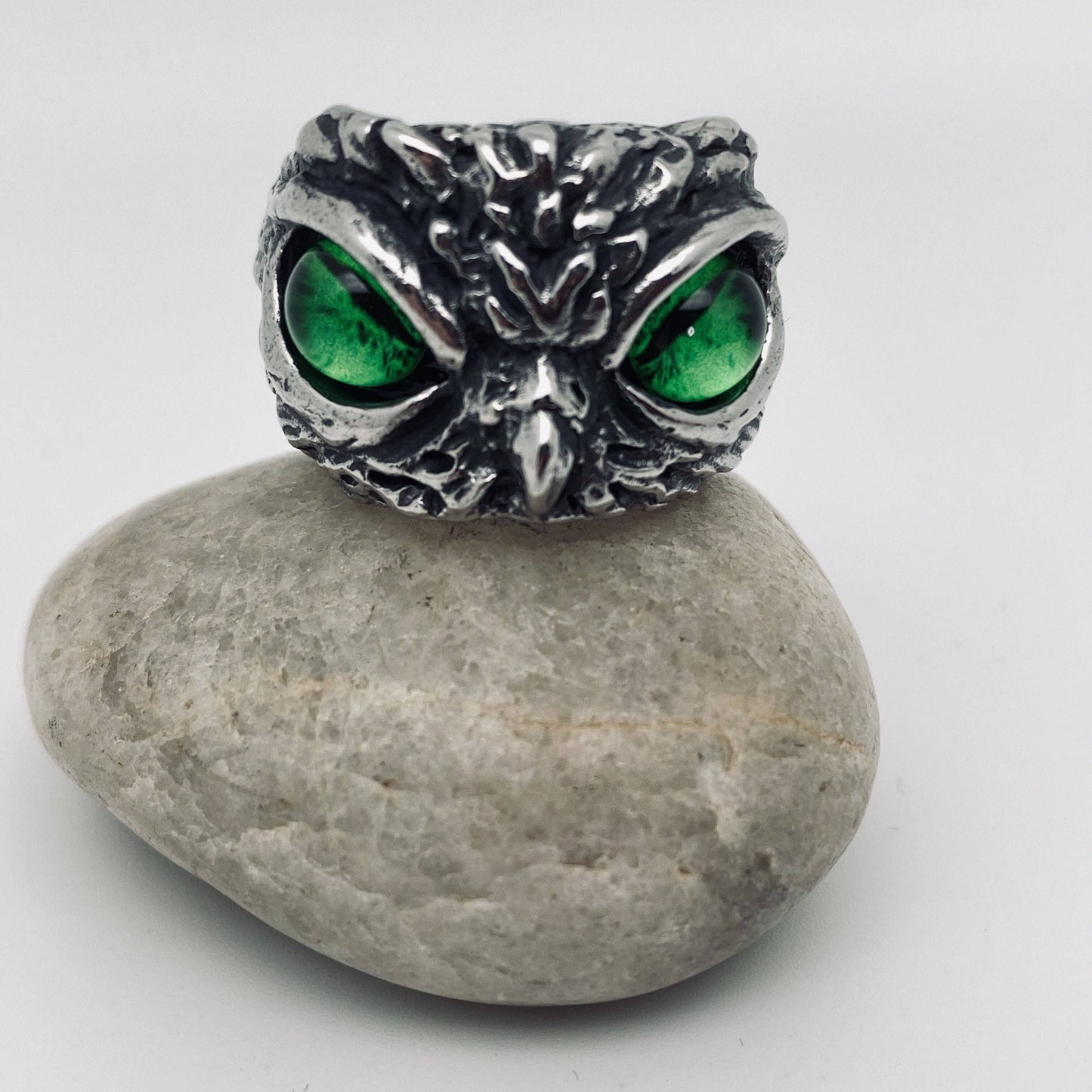 Retro Owl Devil's Eye Stainless Steel Men's Ring