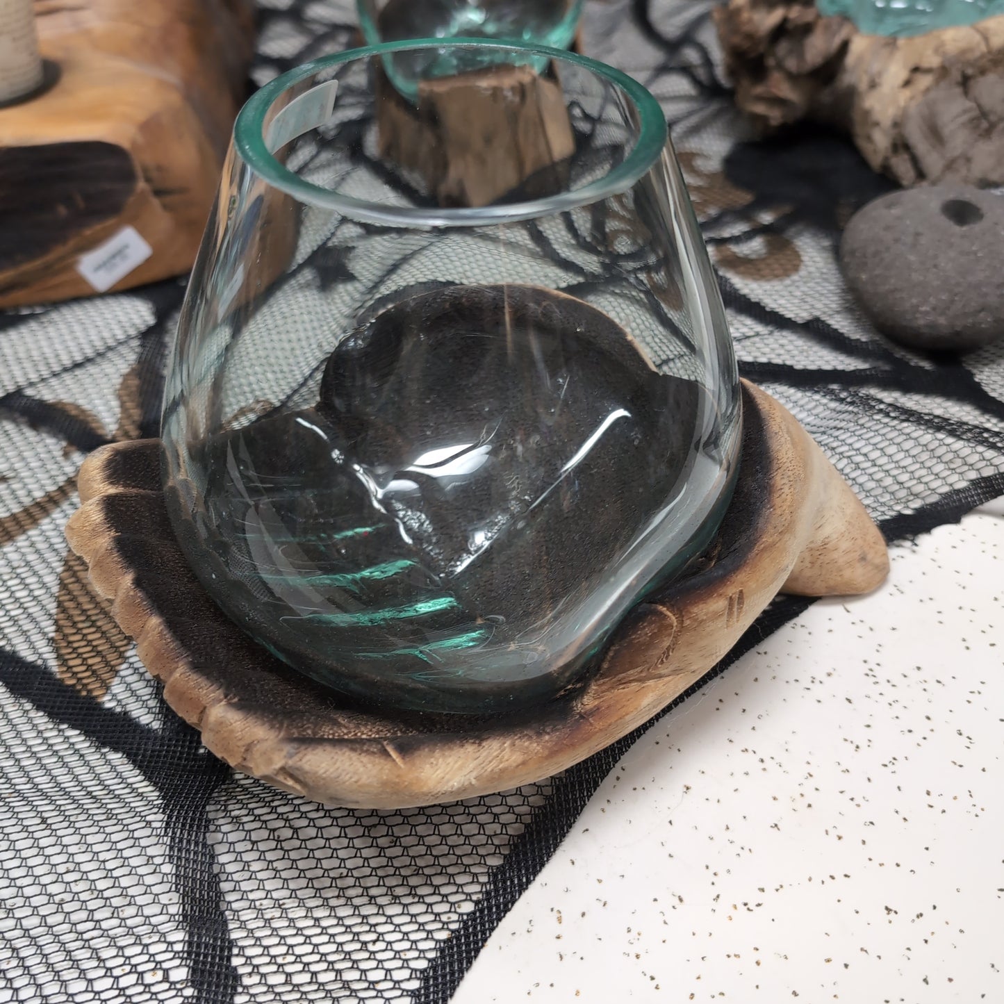 Molten Glass on Driftwood