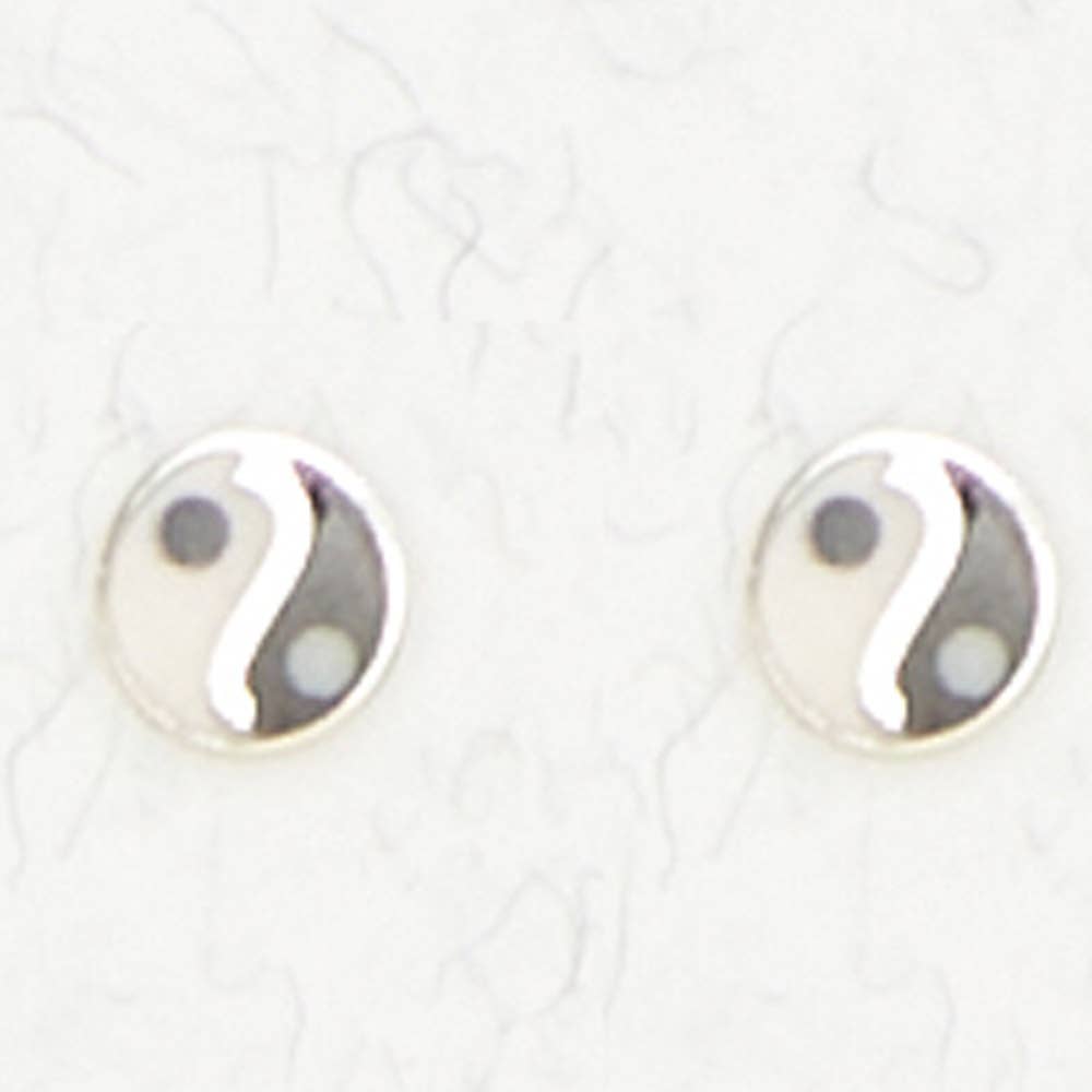 Sterling Silver Ear Studs – Yin Yang