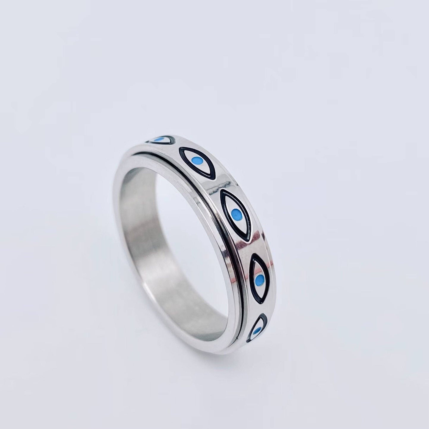 Eye of Horus Stainless Steel Spinner Ring