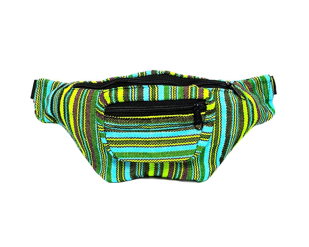 Woven Striped Guatemalan 3 Zipper Fanny Pack