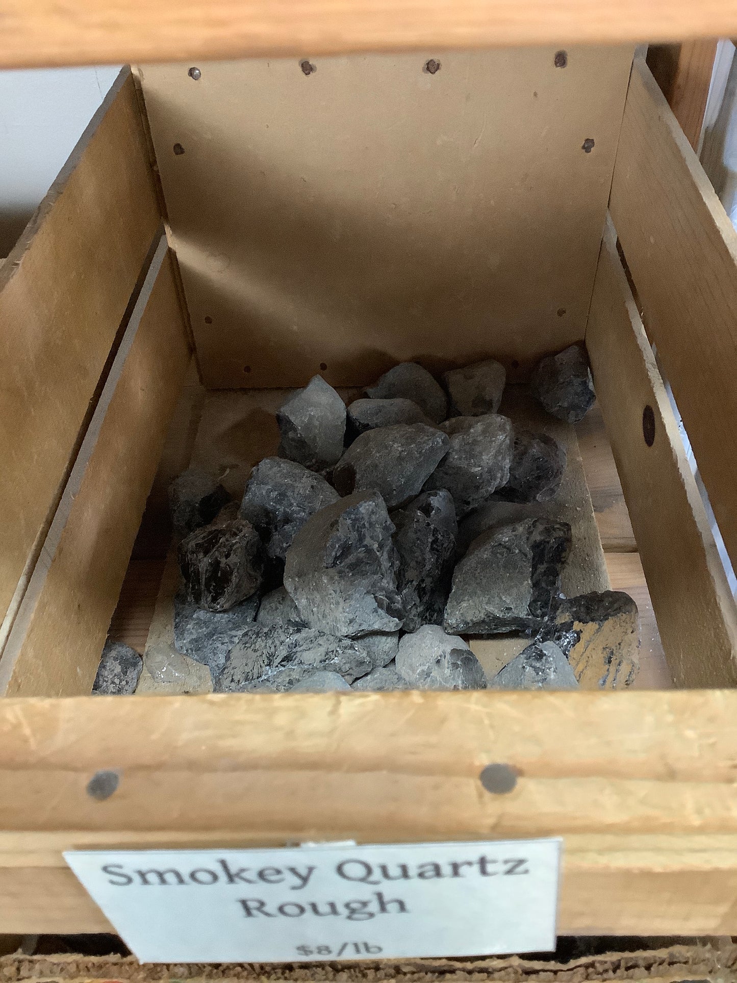 Smokey Quartz Rough by pound in crate