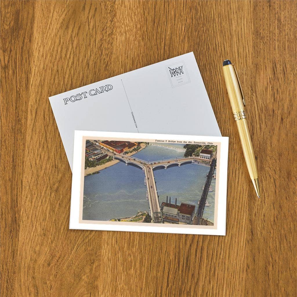Postcard OH-480 Y Bridge, Zanesville