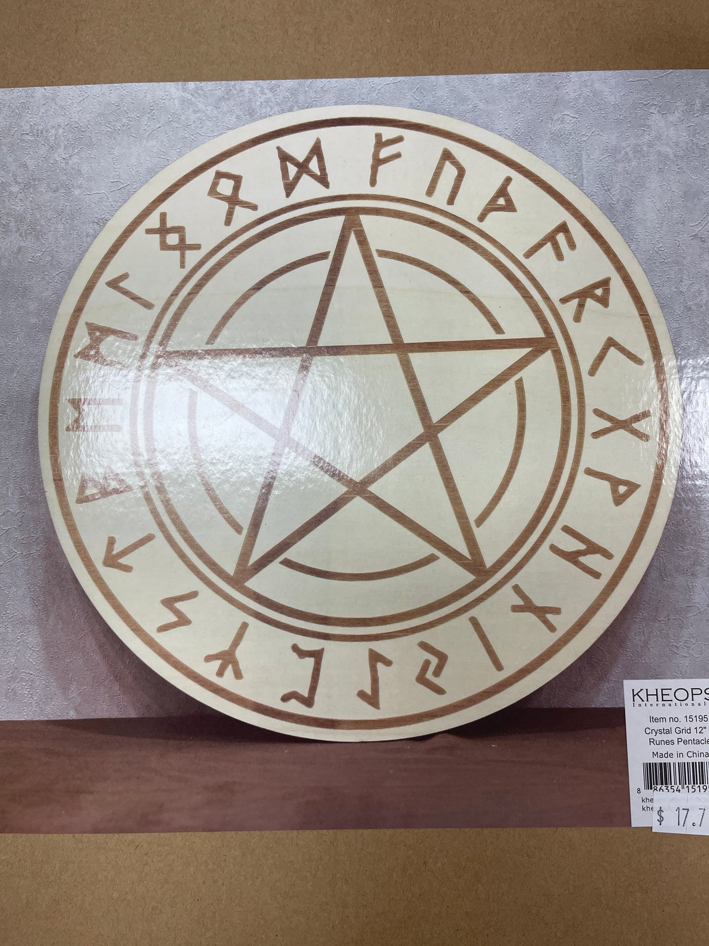 Runes Pentacle 12” Crystal Grid board