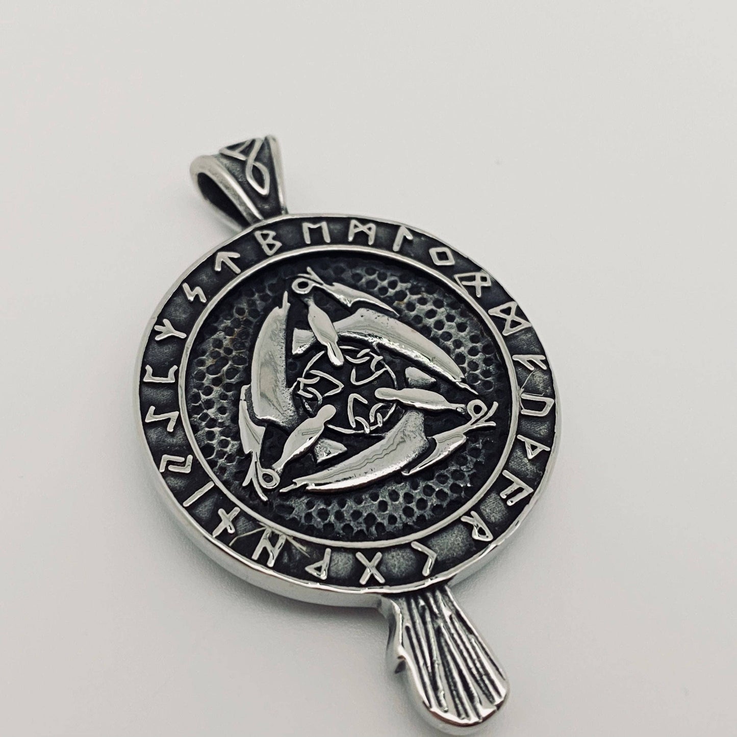 Stainless Steel Viking Celtic Knot Crow Pendant