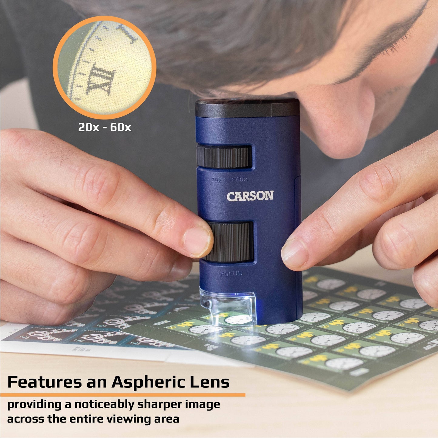 20x-60x Magnification, LED Lit Pocket Microscope, STEM Toy