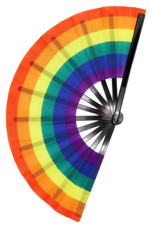 Large Rainbow Pride Line Dance Folding Fan - 13 Inch