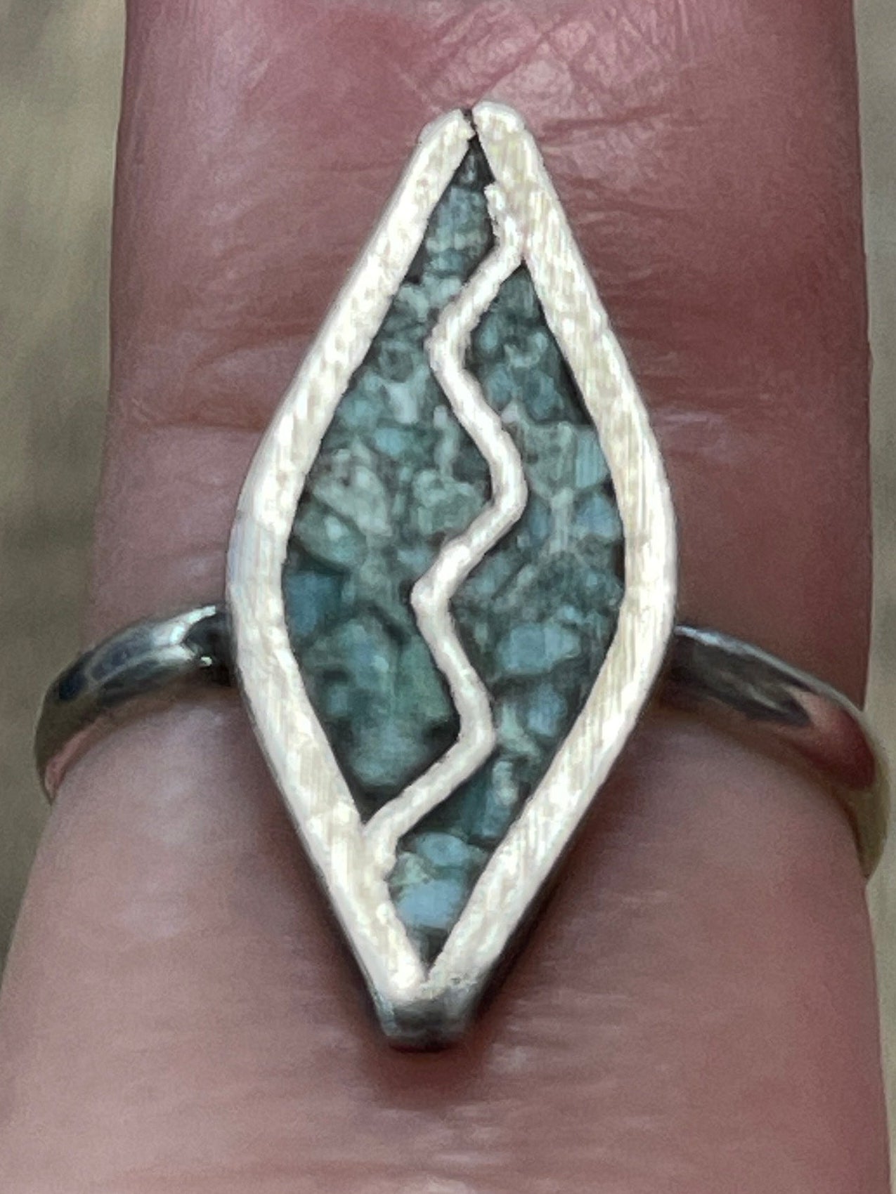 Vintage Ring Sterling With Turquoise Inlay