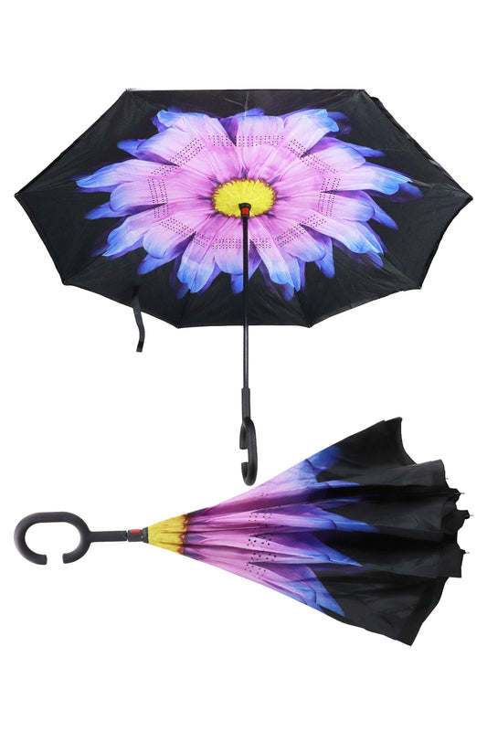 Reverse Manual Inside-out Open-fold Double Canopy Umbrella