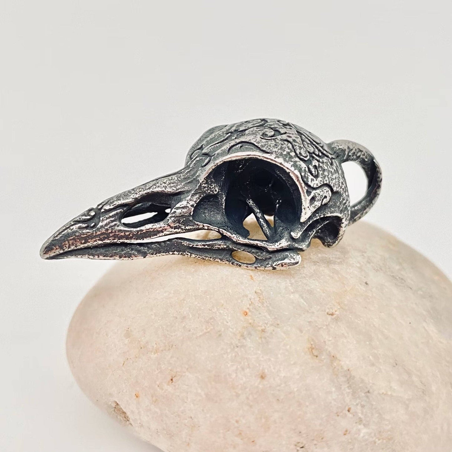 Viking Stainless Steel Carved Crow Head Pendant - MJ/MNP