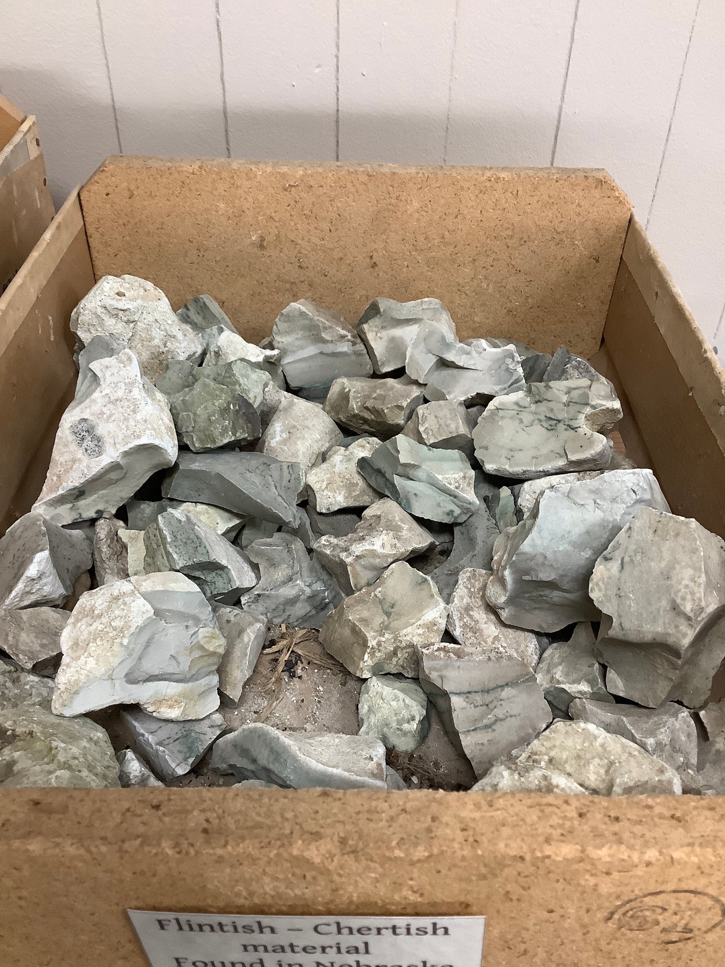 Flintish-Chertish material from Nebraska by the pound in crate