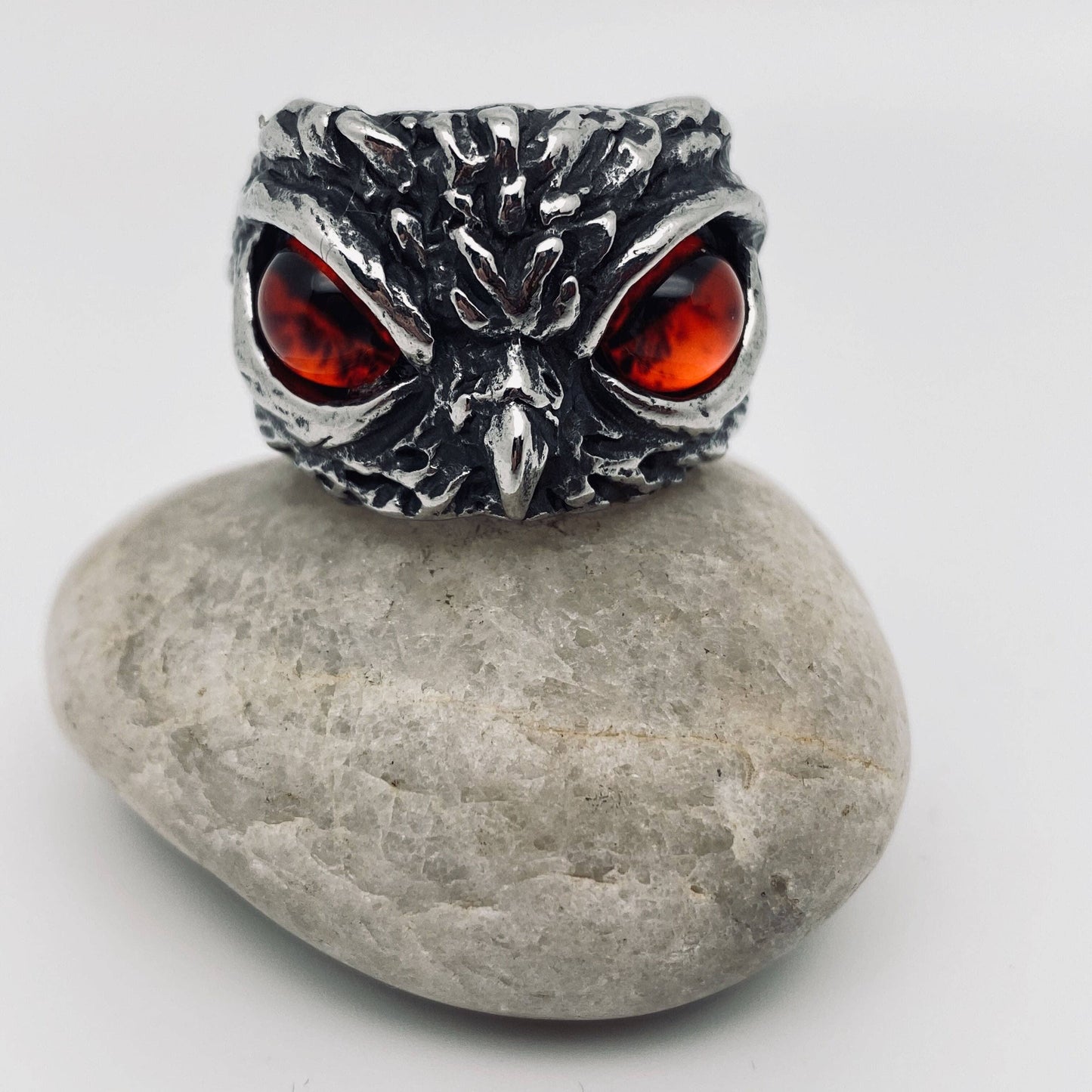 Retro Owl Devil's Eye Stainless Steel Men's Ring