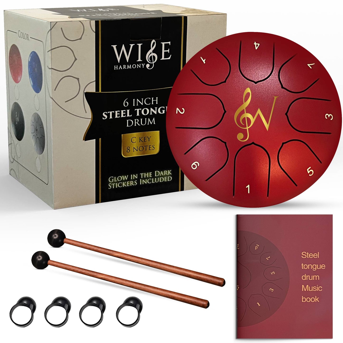 Steel Tongue Drum 6-Inch 8-Notes: White