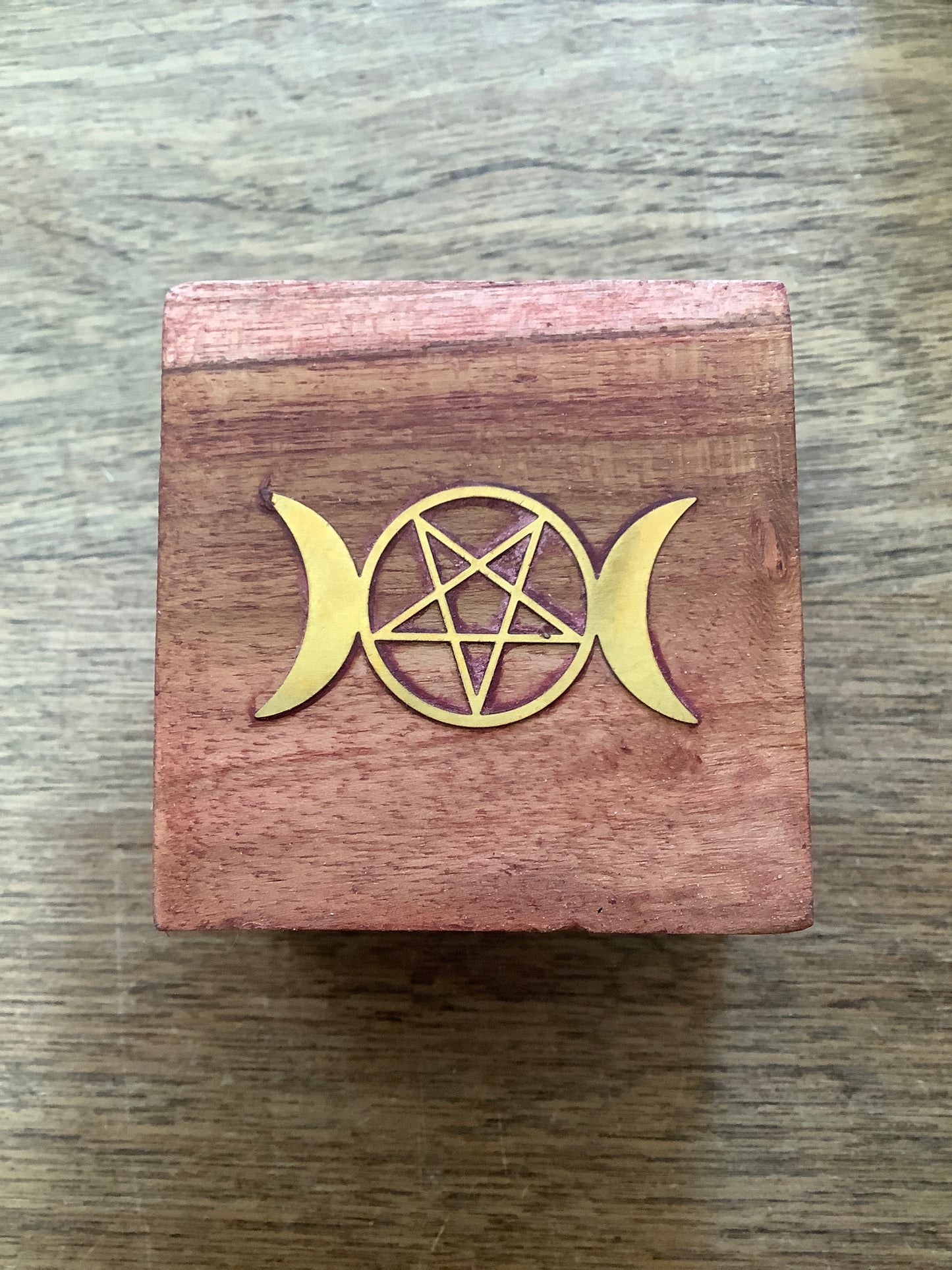 Mini Wooden Box with Brass Inlay