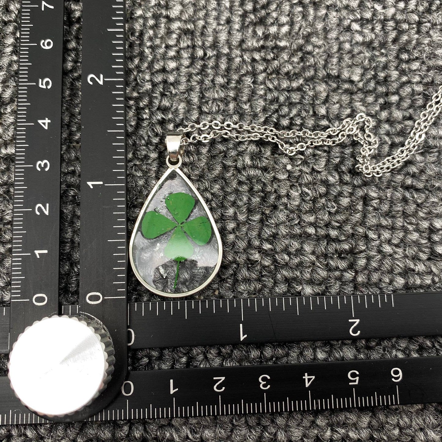 Four Leaf Clover Drop Charm Stainless Steel Necklace