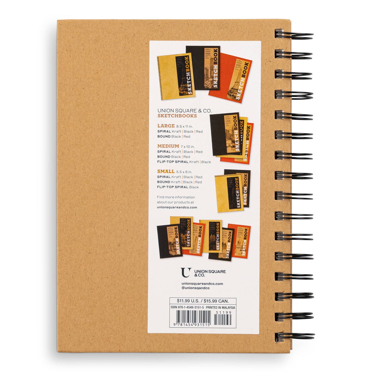 Small Sketchbook 5.5 x 8"- Spiral Hardcover (Kraft)