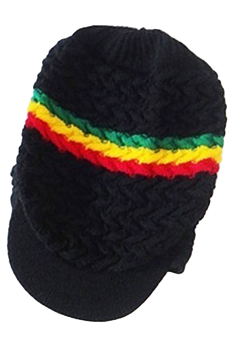 Tri-Stripe Chevron Dreadlock Rasta Tam with Visor