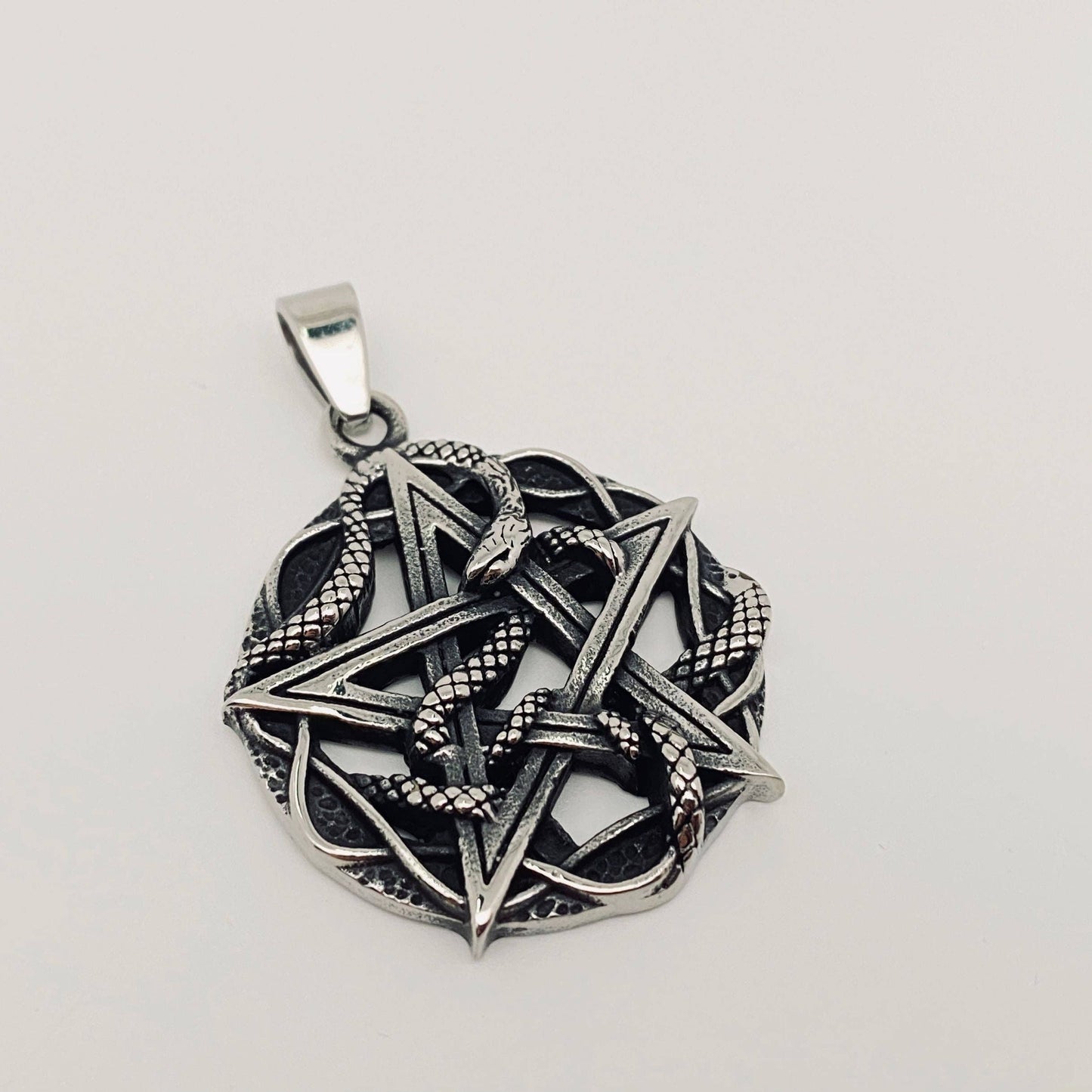 Stainless Steel Five-pointed Star Plate Snake Pendant | Gift