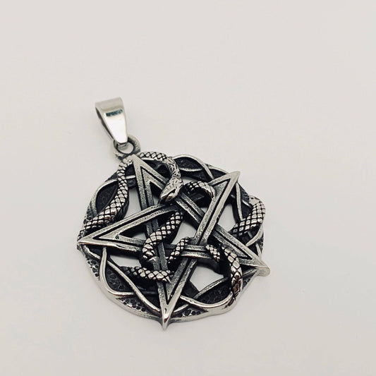 Stainless Steel Five-pointed Star Plate Snake Pendant | Gift