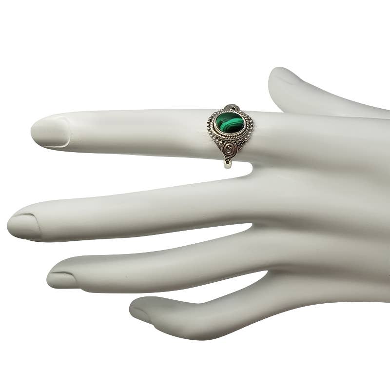 Malachite Stone Sterling Silver Ring