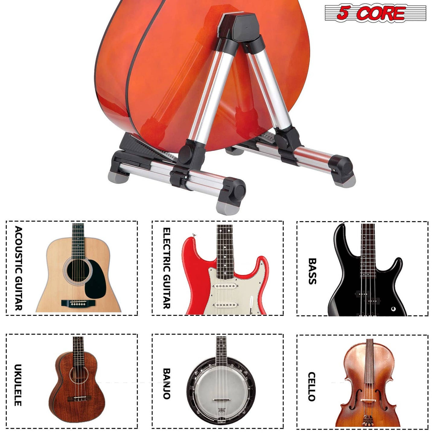 Premium A-Frame Folding & Adjustable Aluminum Guitar Stand