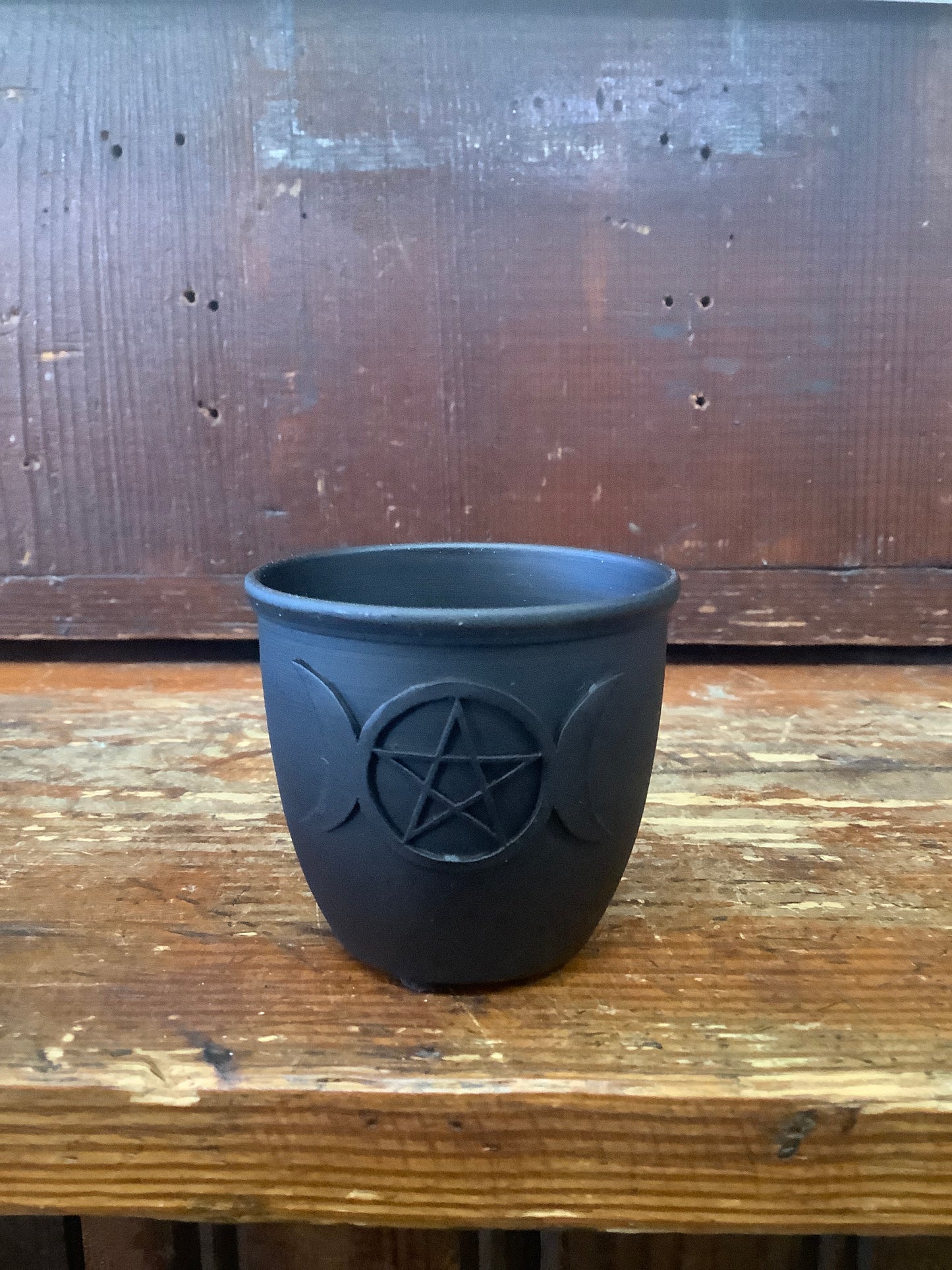 Metal Smudge pot chime candle holder triple moon