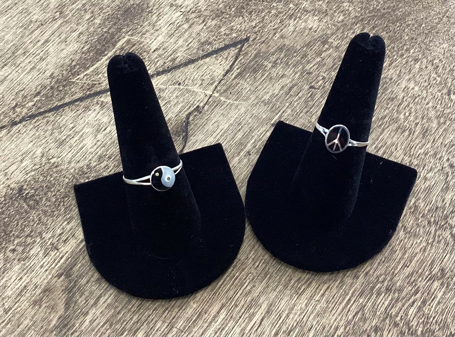 Fair Trade Peace Sign Yin Yang Rings