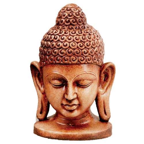 Buddha Head Clay Statue, 7"