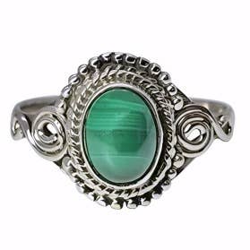 Malachite Stone Sterling Silver Ring