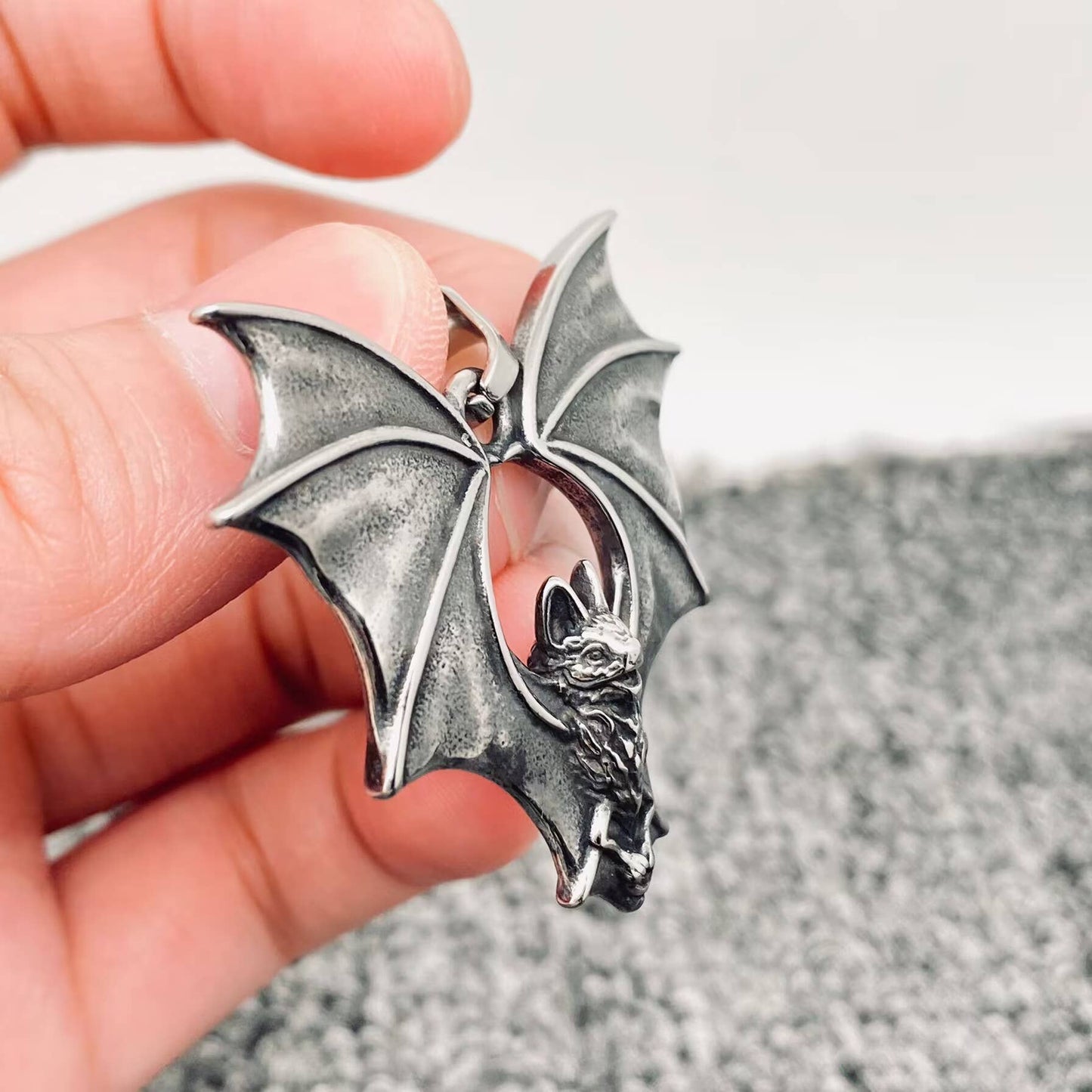 Gothic Stainless Steel Bat Pendant - MJ/MNP/GT