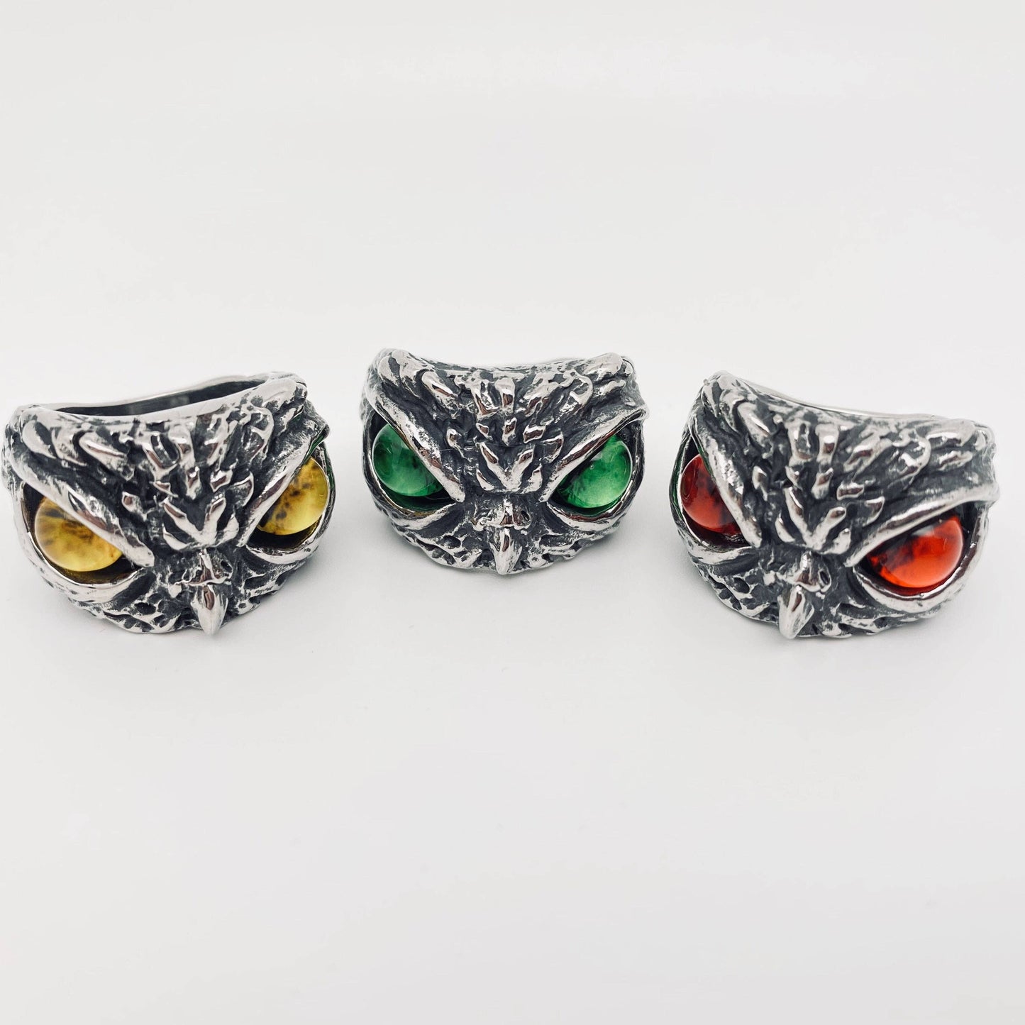 Retro Owl Devil's Eye Stainless Steel Men's Ring
