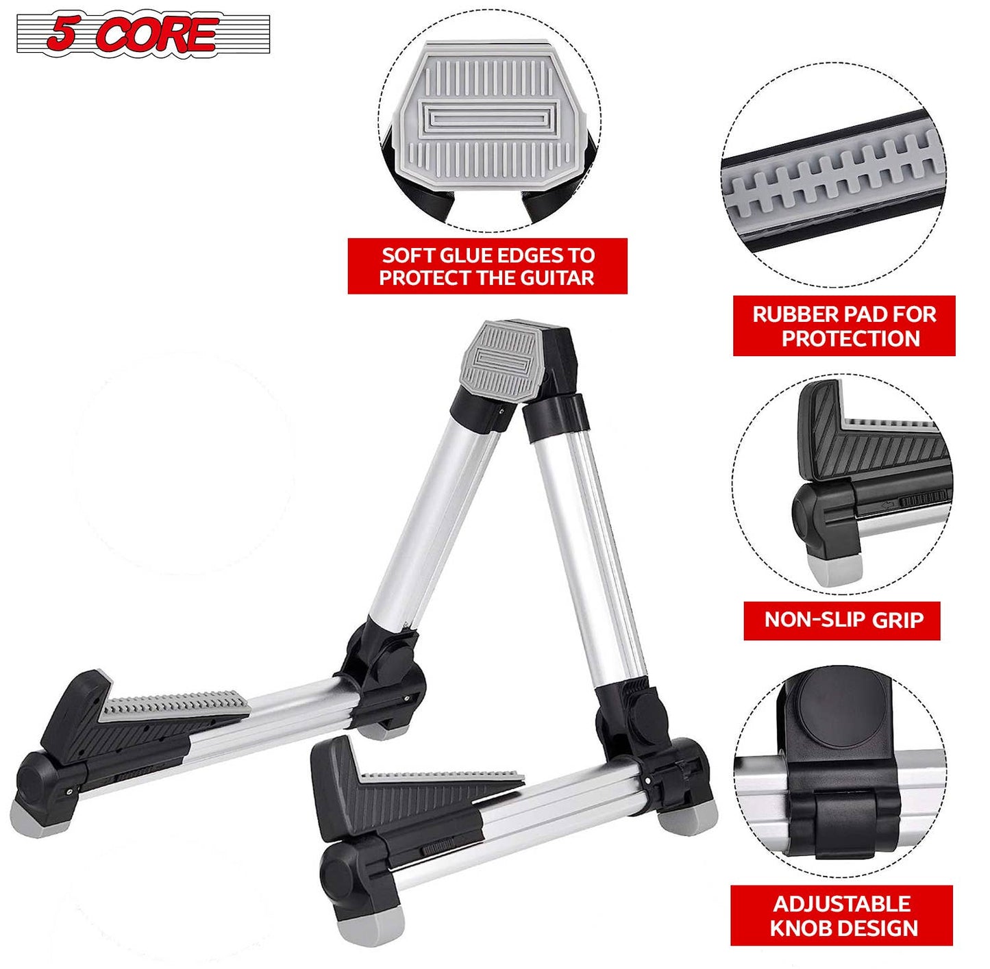 Premium A-Frame Folding & Adjustable Aluminum Guitar Stand