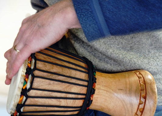 African Djembe Hand Drum Instrument 12" Tall w/ Goat Hide