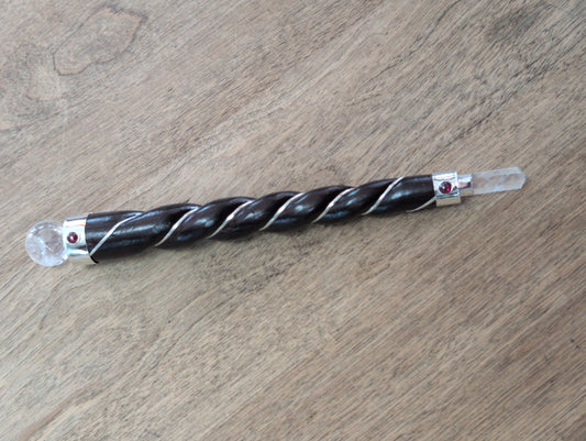 Crystal Wand With Rosewood Handle