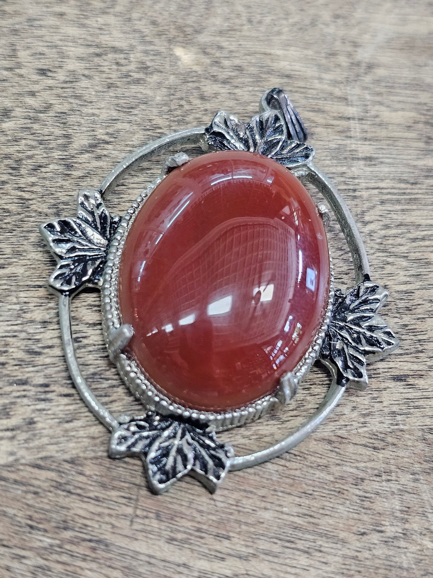 Vintage Sterling Silver Carnelian Bezzel Pendant
