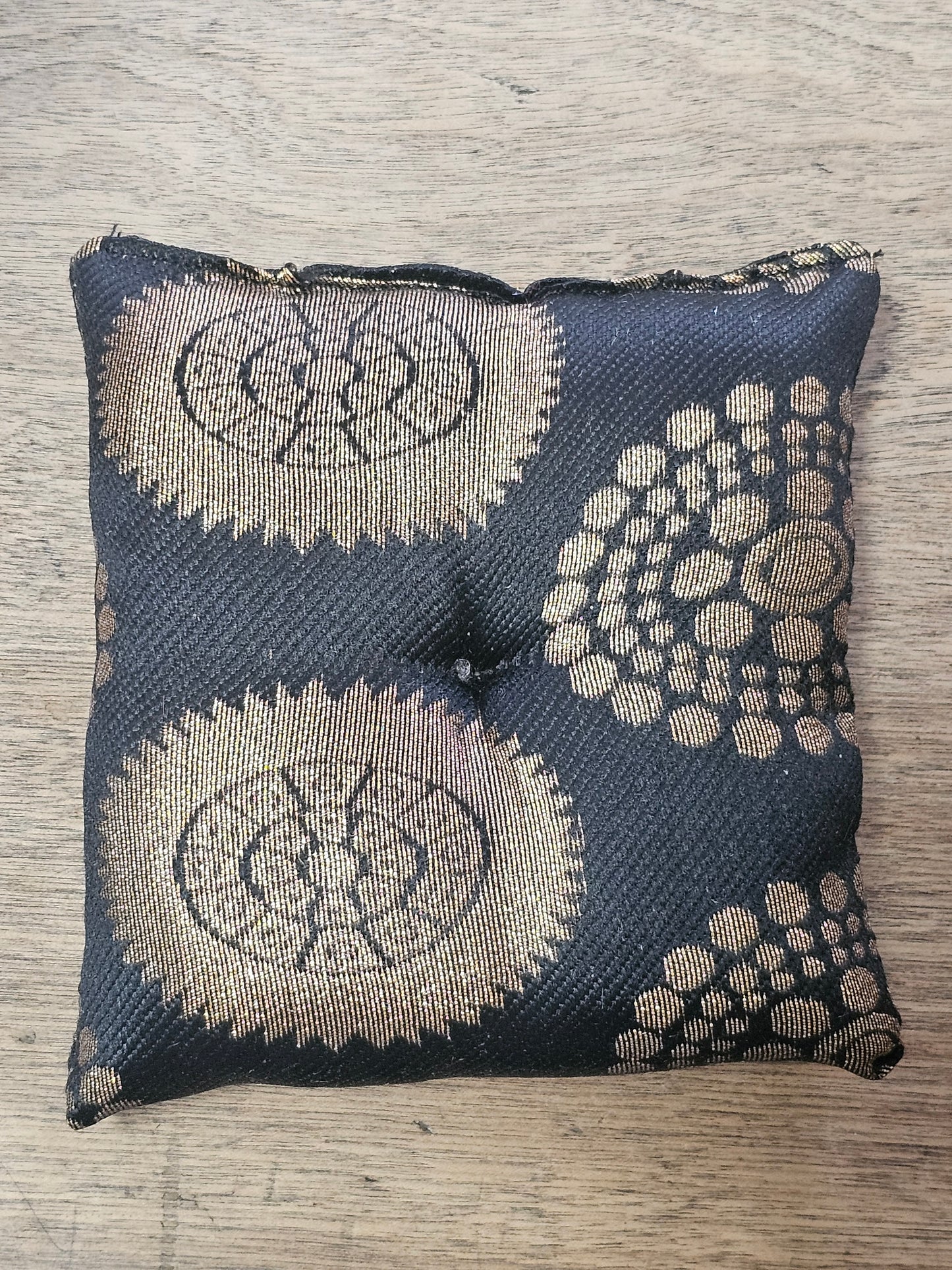 Black and Gold Flower of Life Singing Bowl with Cushion
