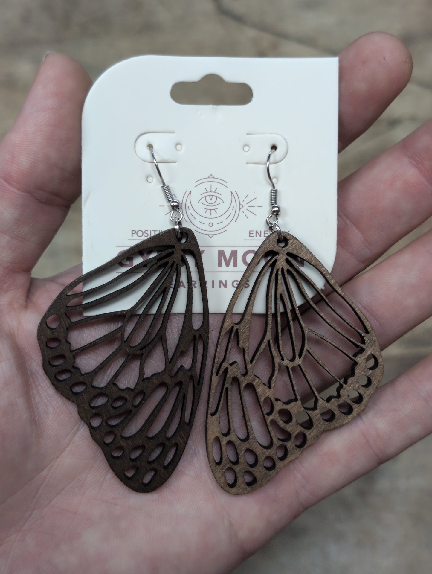Wooden Butterfly Wing Earrings