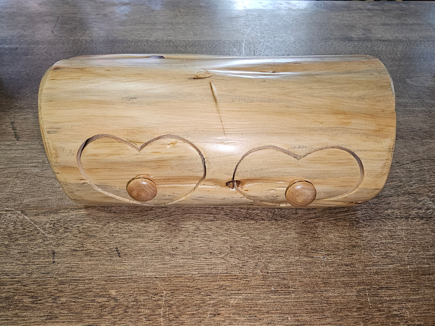 Wooden Box with 2 Heart Drawers