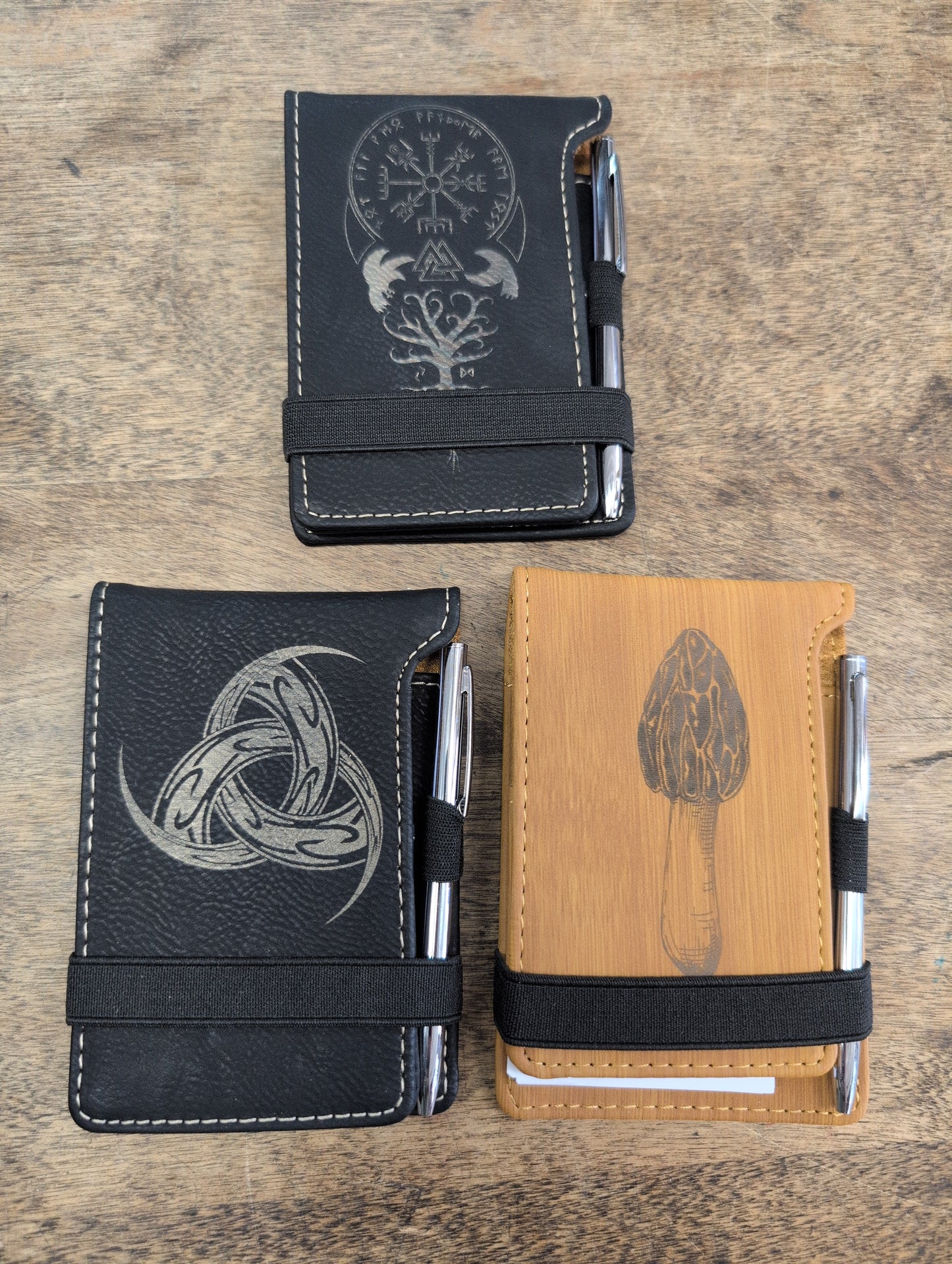 Note Pad Pen and Cover Engraved Leatherette Vegan Leather
