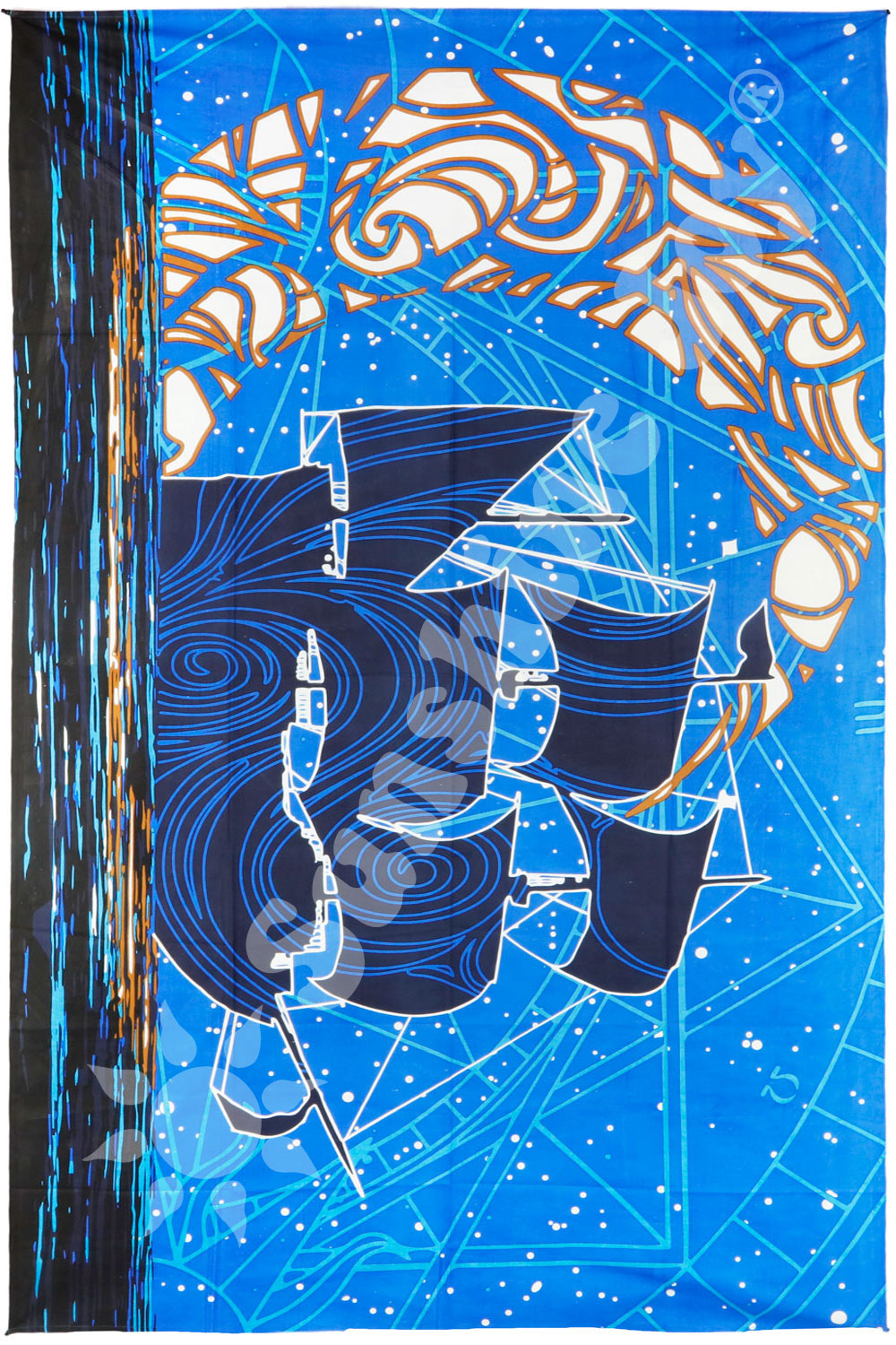 3D Glow In The Dark Moon Ship Tapestry 60x90