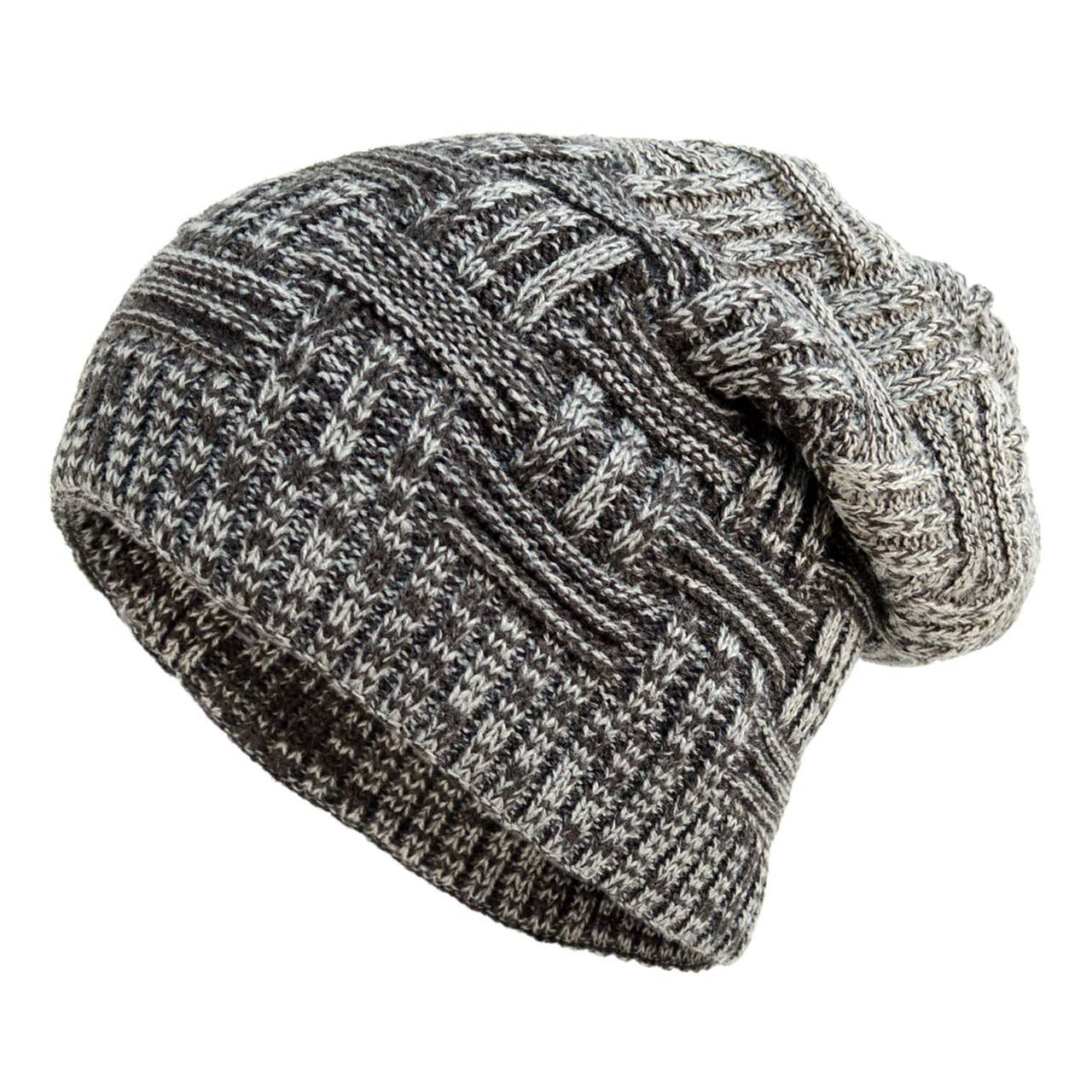 Slouchy Oversized Baggy Lined Gray Hash Winter Beanie Hat