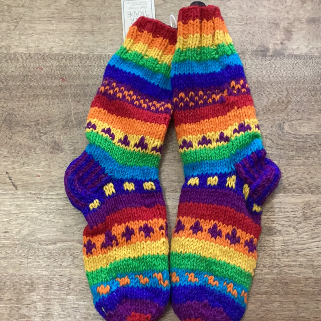 Nepali Wool Fleece Lined Rainbow Socks Fair Trade