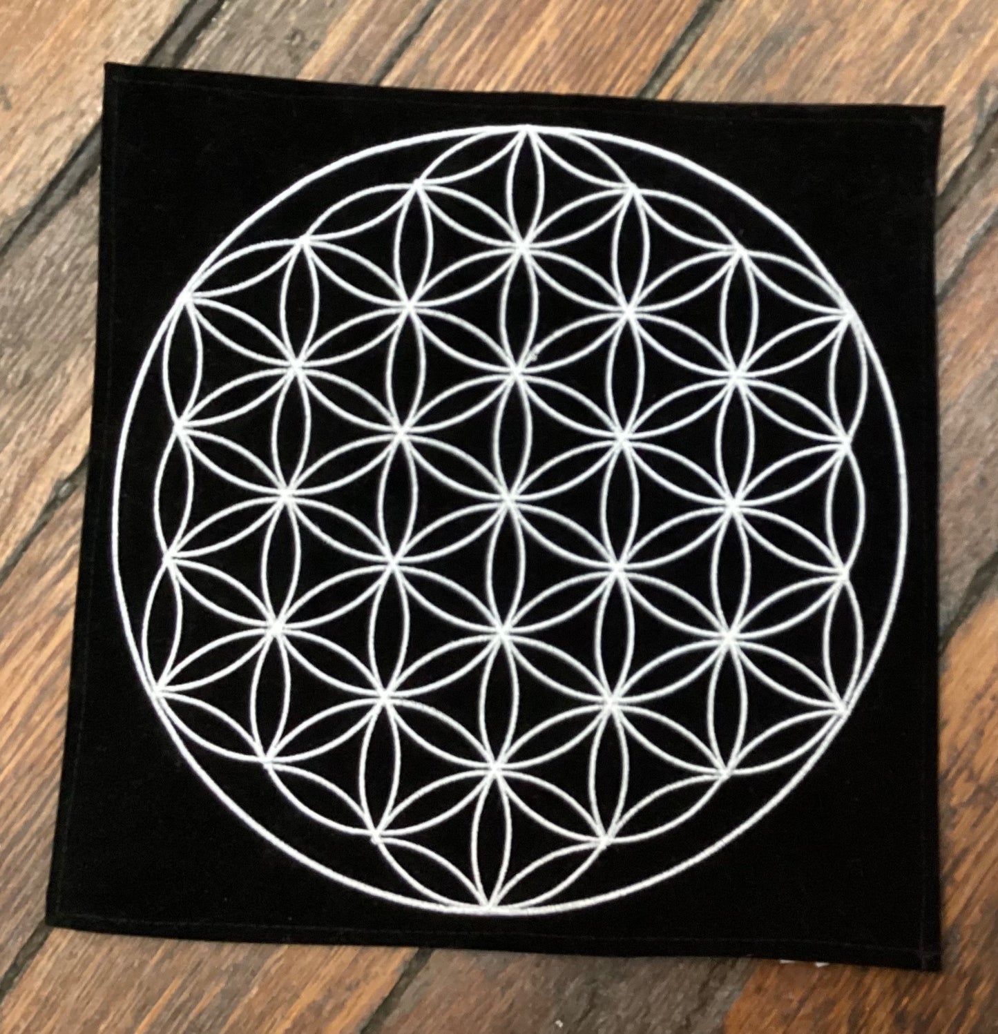 Grid cloth embroidered