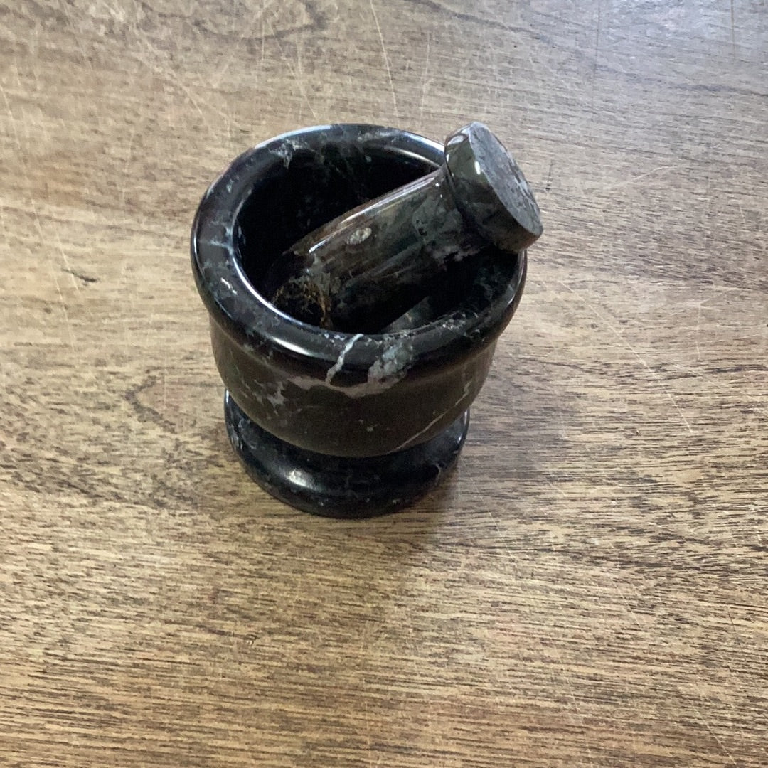 Black Zebra Jasper Mortar and pestle
