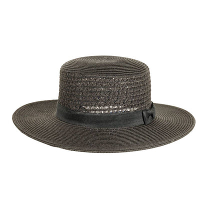 Sewn Paper Braid Boater Sun Hat - Style Rialto