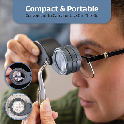 5x/10x/15x Folding Loupe Magnifying Glass with Built-In Case
