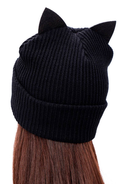 Rainbow Pride Bling Kitty Cat Ear Knitted Beanie Hat
