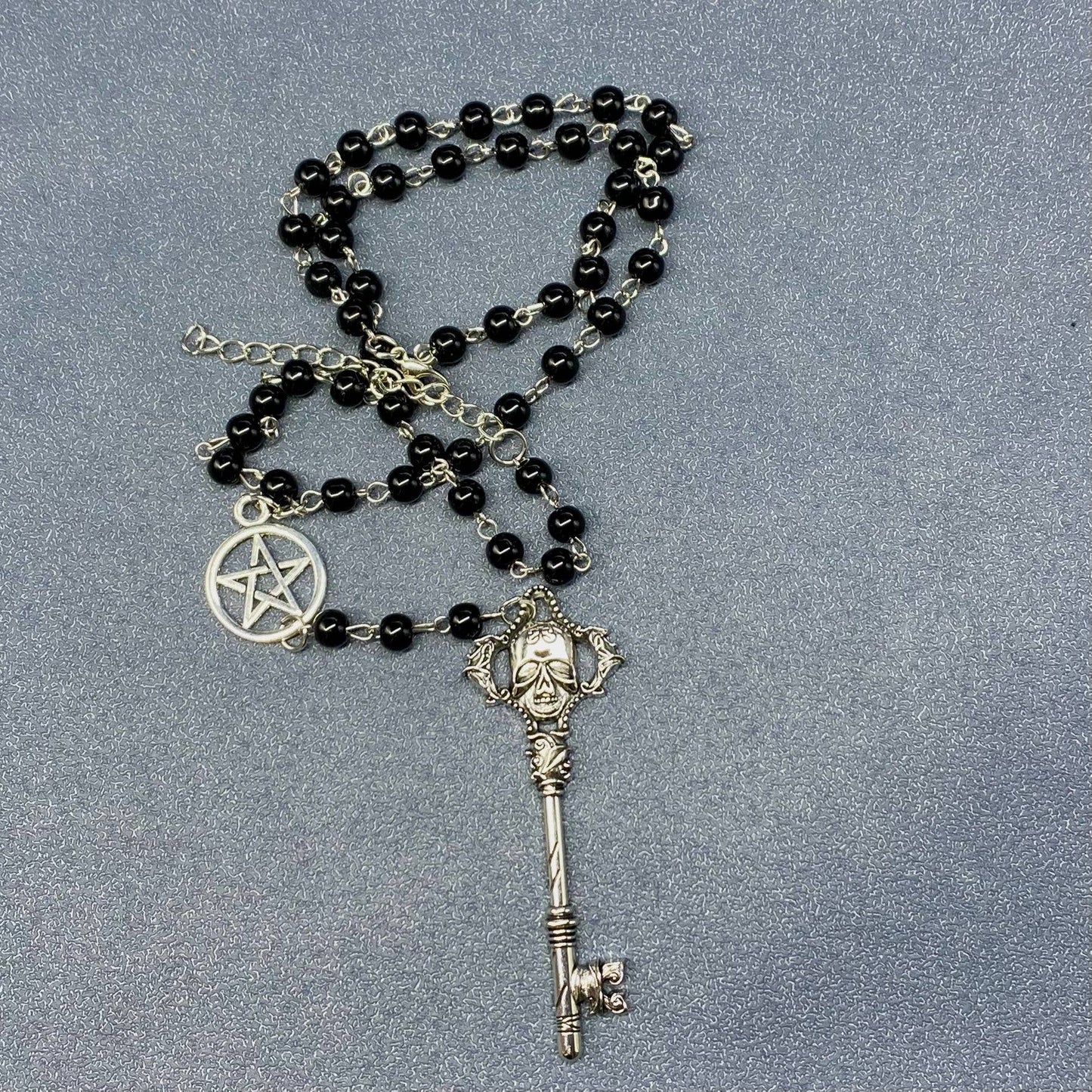 Gothic Skull Key Charm Necklace - GT