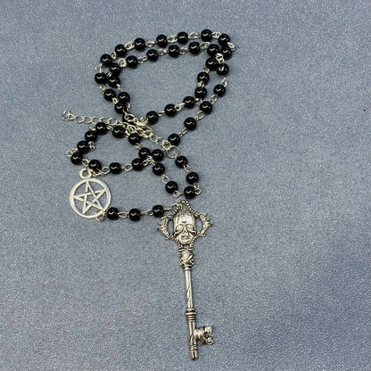 Gothic Skull Key Charm Necklace - GT